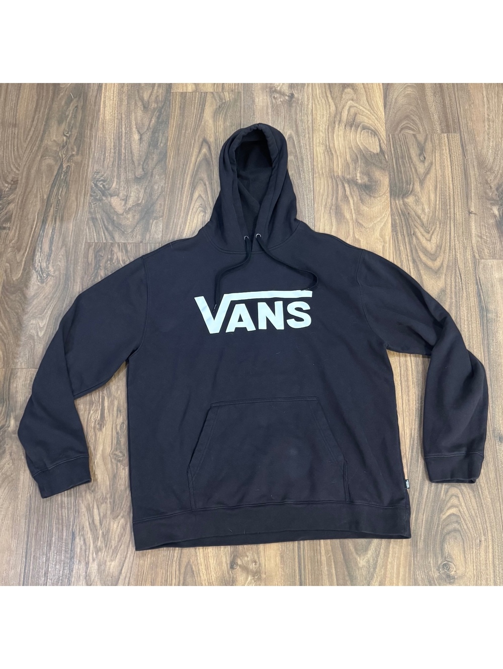 Vans Men’s XL Black Classic Fit Pullover Hoodie White Logo Skate Streetwear